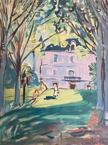 Gravure Lithographie Arthur Fages lithographie Toulouse 1950 Ville Art Ancien