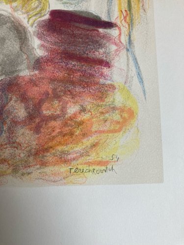 Gravure Lithographie Constantin Terechkovitch 1954 Ancien École Russe Femme XXe