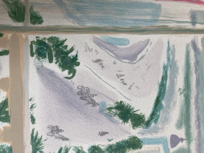 Gravure Lithographie Jules CAVAILLES Nice Bord De Mer Méditerranée 1950 Ancien