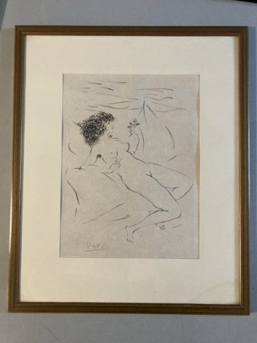 Gravure lithographie Marcel VERTES(1895-1961) Etching 1950 Signé Femme Art