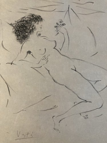Gravure lithographie Marcel VERTES(1895-1961) Etching 1950 Signé Femme Art