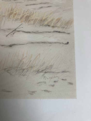 Gravure Lithographie MAURICE BRIANCHON 1950 Ancien La Plage Mer Méditerranée Art