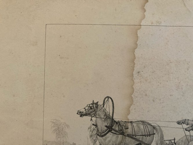 Gravure Lithographie Troïka Russe Russie XIXe Engraving Art Ancien Deco Old 1850