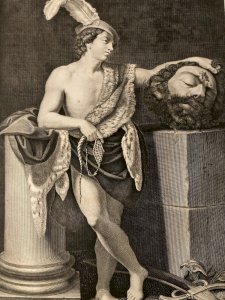 Engraving Musée Louvre David And Goliath Head 19th Century Print Ancient Art
