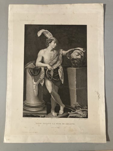 Gravure Musée Louvre David Et Goliath Tete XIXe Estampe Art Ancien