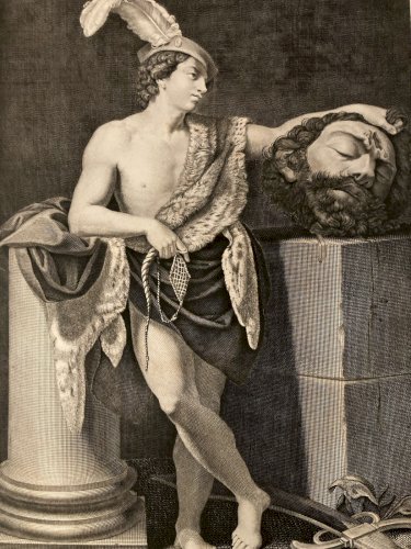 Gravure Musée Louvre David Et Goliath Tete XIXe Estampe Art Ancien