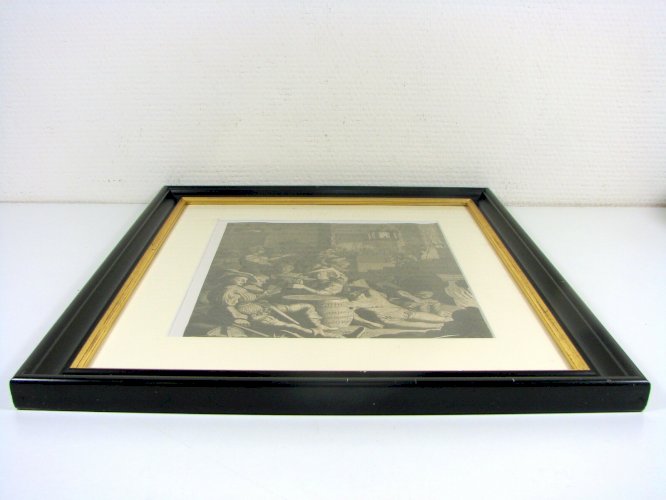 Gravure Noir et Blanc XVII° Signée Willem Outgertsz Akersloot 1626 Cadre Bois 
