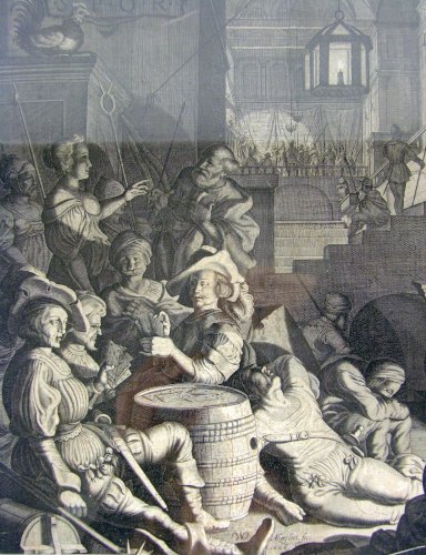 Gravure Noir et Blanc XVII° Signée Willem Outgertsz Akersloot 1626 Cadre Bois 