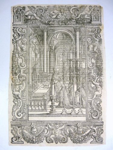 Gravure noir/blanc XVI EGO SUM PANIS VIVUS QUI DA CAELO DESCENDIT D - 29,5x20 cm