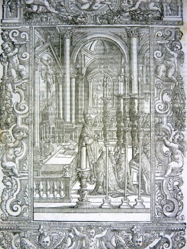 Gravure noir/blanc XVI EGO SUM PANIS VIVUS QUI DA CAELO DESCENDIT D - 29,5x20 cm