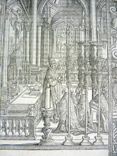 Gravure noir/blanc XVI EGO SUM PANIS VIVUS QUI DA CAELO DESCENDIT D - 29,5x20 cm