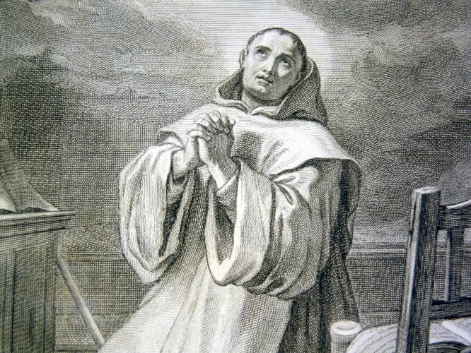 Gravure noir/blanc XVIII° SAINT BERNARD signée François GALAND D - 32 x 25 cm