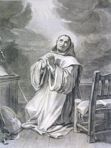 Gravure noir/blanc XVIII° SAINT BERNARD signée François GALAND D - 32 x 25 cm