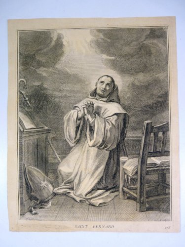 Gravure noir/blanc XVIII° SAINT BERNARD signée François GALAND D - 32 x 25 cm