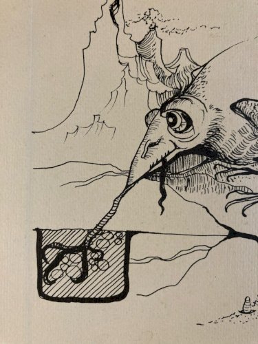 Gravure Oiseau Verre Animal Oiseau Portrait 1970 À Identifier Art Fort