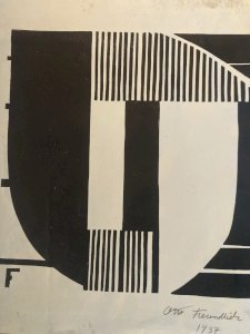 Original Engraving 1937 On Lino Otto FREUNDLICH Abstract Abstraction Art Etching