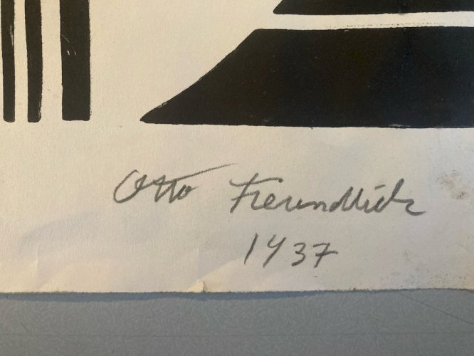 Gravure Original 1937 Sur Lino Otto FREUNDLICH Abstrait Abstraction Art Etching