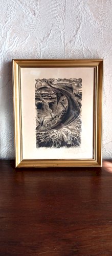 Gravure originale de Jean Chièze (1898-1975) – Tristan et Iseut (1955) – Signée & Dédicacée – Art français vintage – Pièce rare de collection