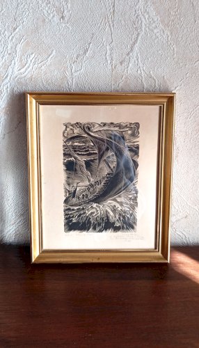 Gravure originale de Jean Chièze (1898-1975) – Tristan et Iseut (1955) – Signée & Dédicacée – Art français vintage – Pièce rare de collection