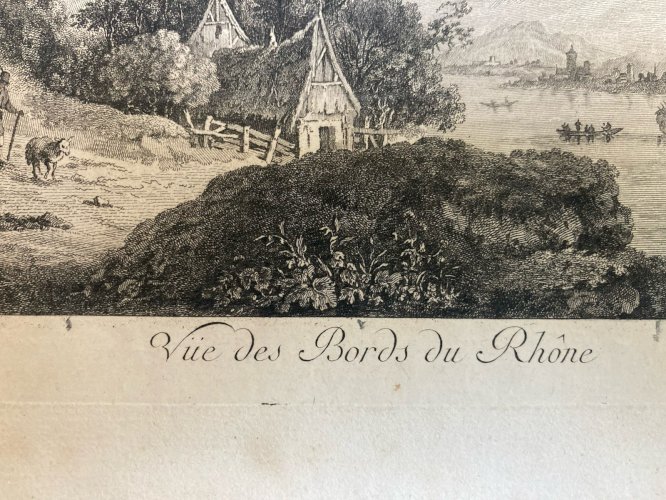 Gravure Originale Eau Forte Adrian ZINGG XVIIIe Rhône Rhone Art Suisse Estampe