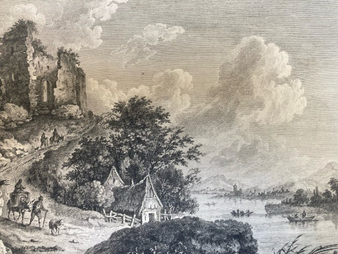 Gravure Originale Eau Forte Adrian ZINGG XVIIIe Rhône Rhone Art Suisse Estampe