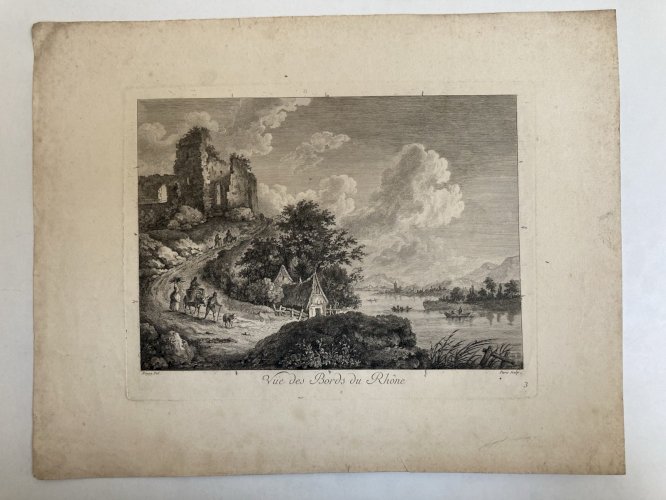 Gravure Originale Eau Forte Adrian ZINGG XVIIIe Rhône Rhone Art Suisse Estampe