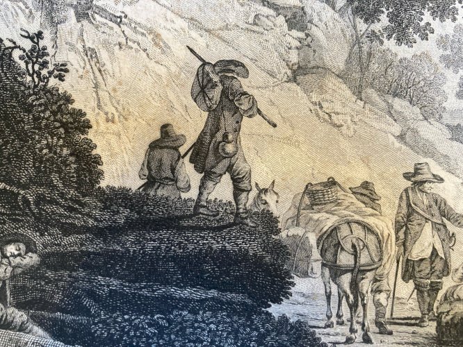 Gravure Originale Eau Forte James Mason XVIIIe Le Repos Des Voyageurs Art Ancien