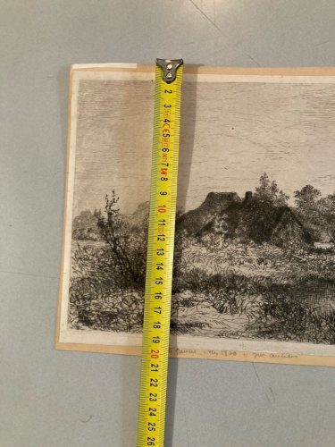 Gravure Paysage Ancien Original XIXe Eau Forte Paysage  Estampe Etching Old Art