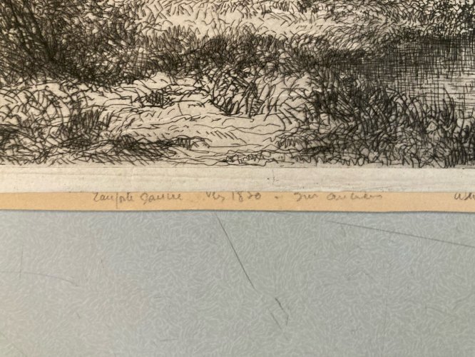 Gravure Paysage Ancien Original XIXe Eau Forte Paysage  Estampe Etching Old Art