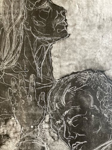 Gravure Personage Expressionniste Expressionnisme Couple Curiosité 1980