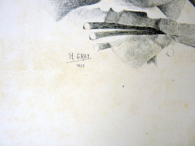 Gravure pointe sèche XIX° PORTRAIT DE FILLE signée Henri Gray (Boulanger) 1882