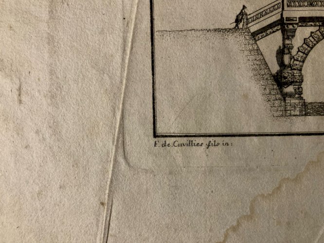 Gravure Pont Gothique  XVIIIe  1760 François Cuvilliés Architecture Estampe Art