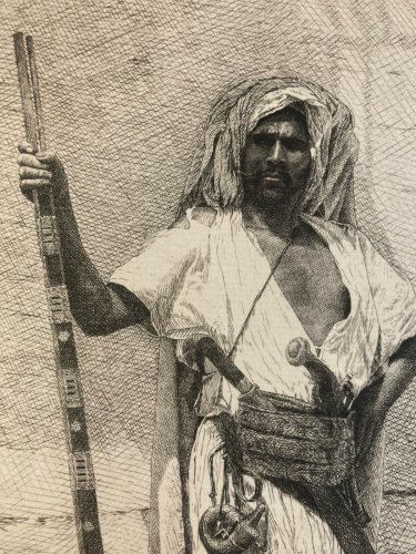 Gravure Portrait Boulian XIXe Orientalisme Orientaliste Maghreb Maroc Tunisie