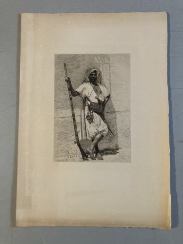 Gravure Portrait Boulian XIXe Orientalisme Orientaliste Maghreb Maroc Tunisie