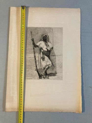 Gravure Portrait Boulian XIXe Orientalisme Orientaliste Maghreb Maroc Tunisie
