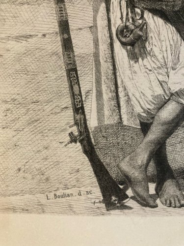 Gravure Portrait Boulian XIXe Orientalisme Orientaliste Maghreb Maroc Tunisie