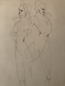 Gravure Portrait Couple Leonor Fini Expressionnisme Expressionniste 1970