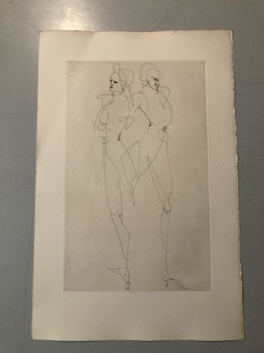 Gravure Portrait Couple Leonor Fini Expressionnisme Expressionniste 1970