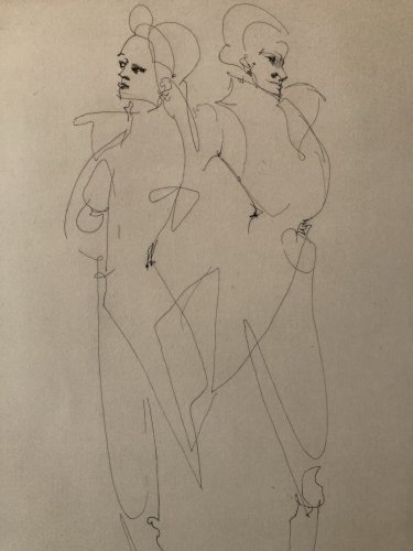Gravure Portrait Couple Leonor Fini Expressionnisme Expressionniste 1970