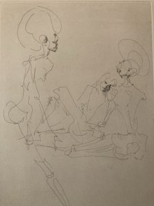 Engraving Portrait Skeleton Leonor Fini Expressionism Expressionist 1970 Art