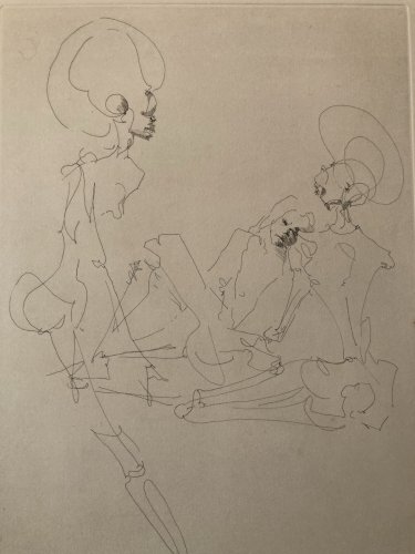 Gravure Portrait Squelette Leonor Fini Expressionnisme Expressionniste 1970 Art