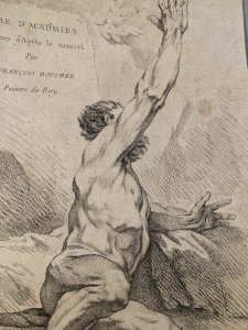 Gravure Portrait  XVIIIE  Antique Homme François Boucher Louis Félix La Rue Art