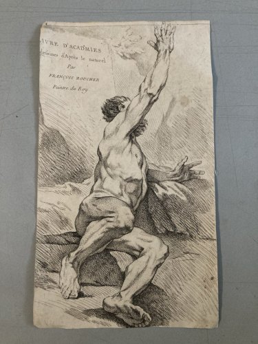 Gravure Portrait  XVIIIE  Antique Homme François Boucher Louis Félix La Rue Art