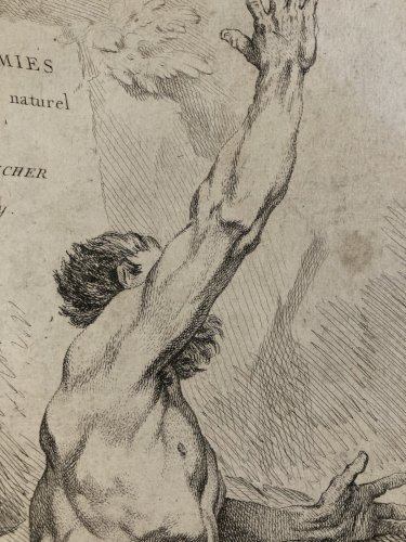 Gravure Portrait  XVIIIE  Antique Homme François Boucher Louis Félix La Rue Art