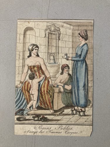 Gravure Portrait  XVIIIe Grasset 1780 Femme Bain Turque Costume Monde Art