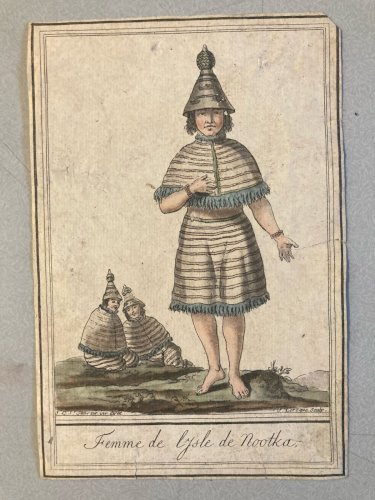 Gravure Portrait  XVIIIe Grasset 1780 Femme Nootka Costume Monde Ancien