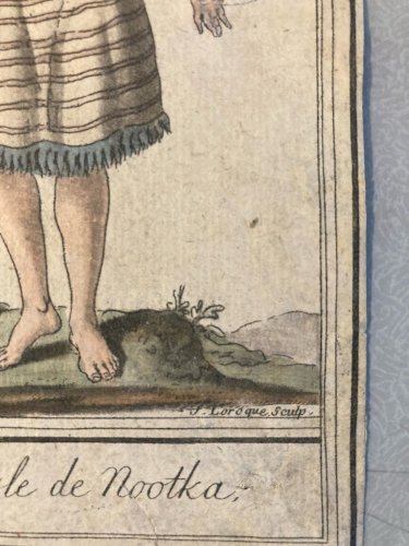 Gravure Portrait  XVIIIe Grasset 1780 Femme Nootka Costume Monde Ancien