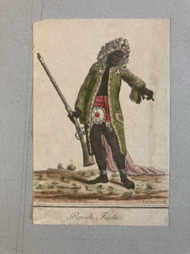Gravure Portrait  XVIIIe Grasset 1780  homme fusil roi Juida Costume