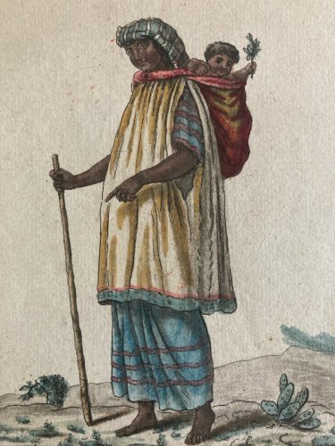 Gravure Portrait  XVIIIe Jacques Grasset 1780 Femme Esclave Du Mexique Amérique