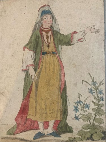 Gravure Portrait  XVIIIe Jacques Grasset 1780 Femme Morlaque Île Opus Isle Slave